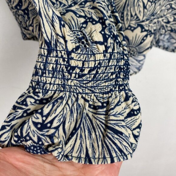 H&M x William Morris & Co 8 Floral Print Top Blouse Navy Blue Ivory - Picture 11 of 15